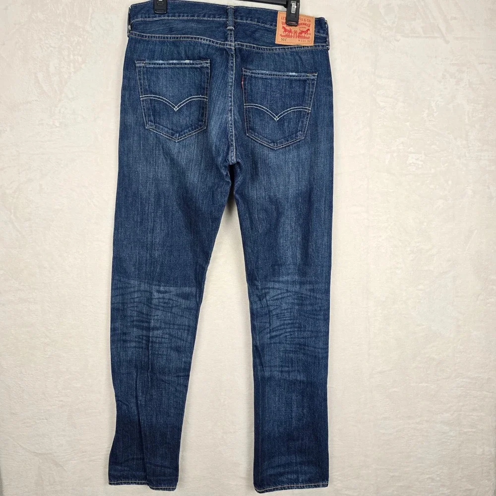 Levis 501 Original Fit Jeans Mens 33x32 Dark Wash Straight Leg Indigo 00501-1629